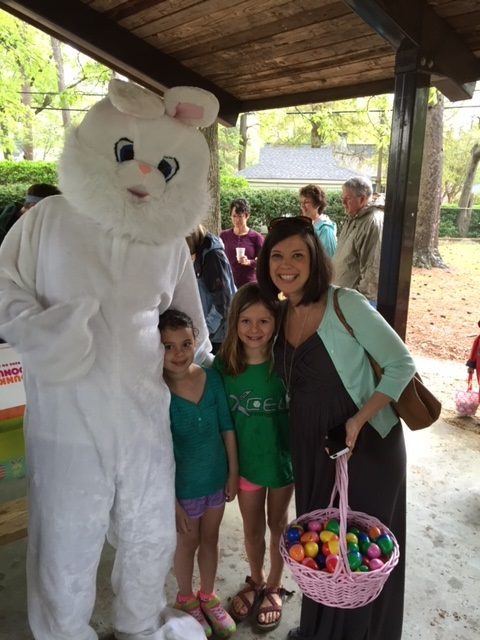 mary lane sloan and her daughters with the easter bunny.jpg